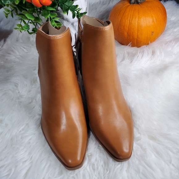 A.N.A. Duch Cognac Ankle Boots with Side Zipper - Picture 6 of 7